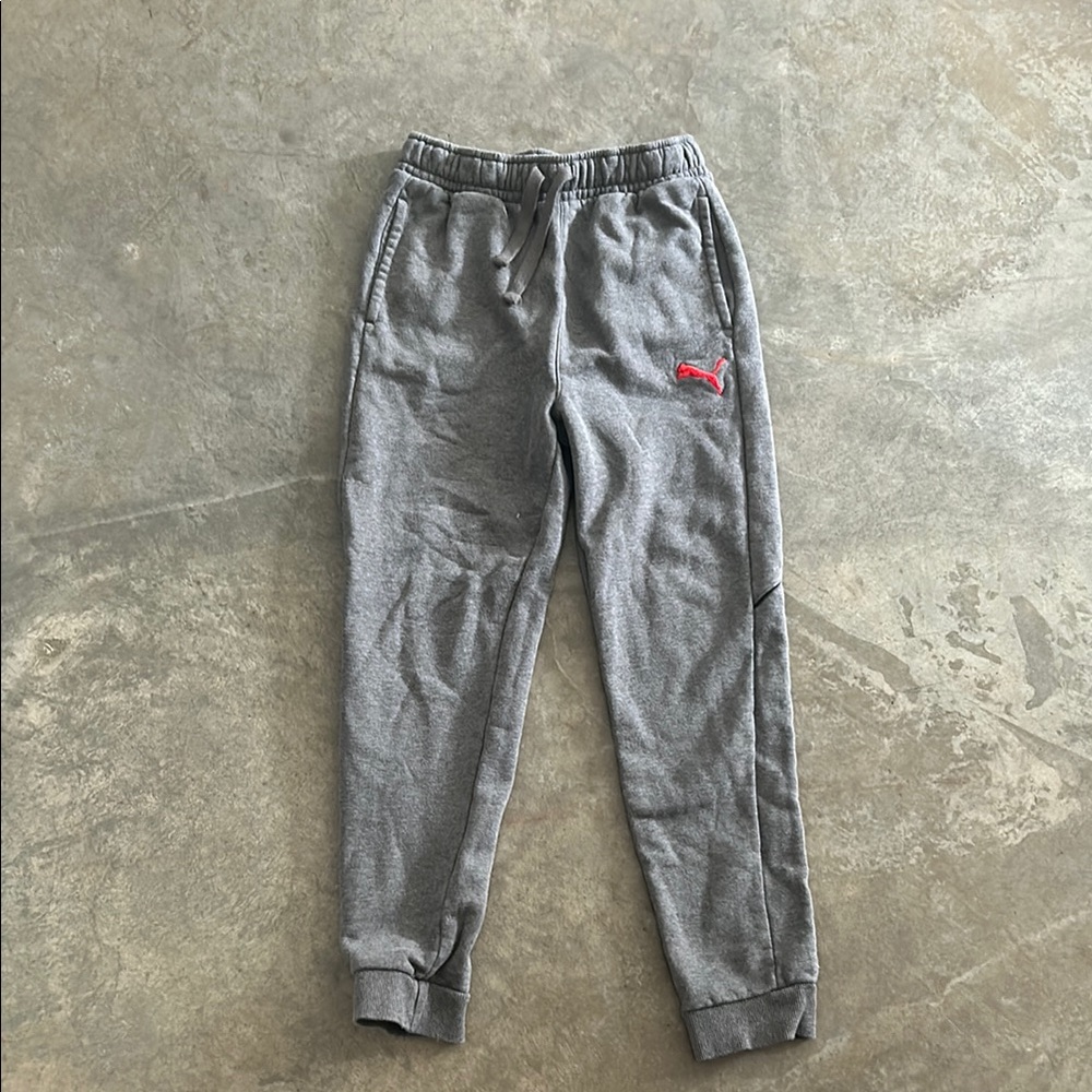 Puma Gray Sweatpants with Red Logo